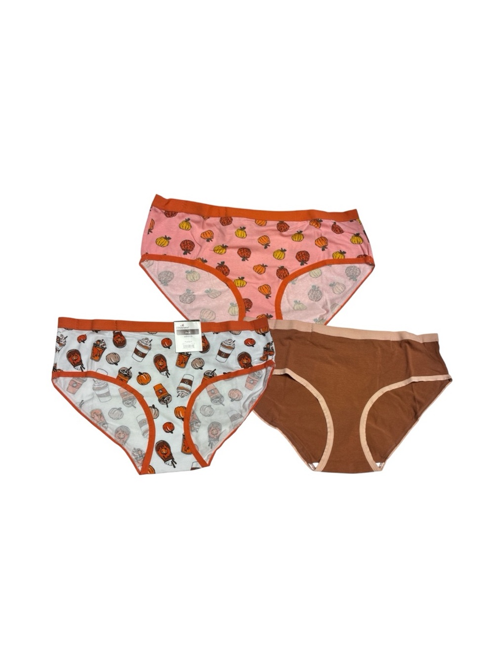 3-Pack Women's Cotton Hipsters Briefs in Pink, White & Brown - Cozy Pumpkins
